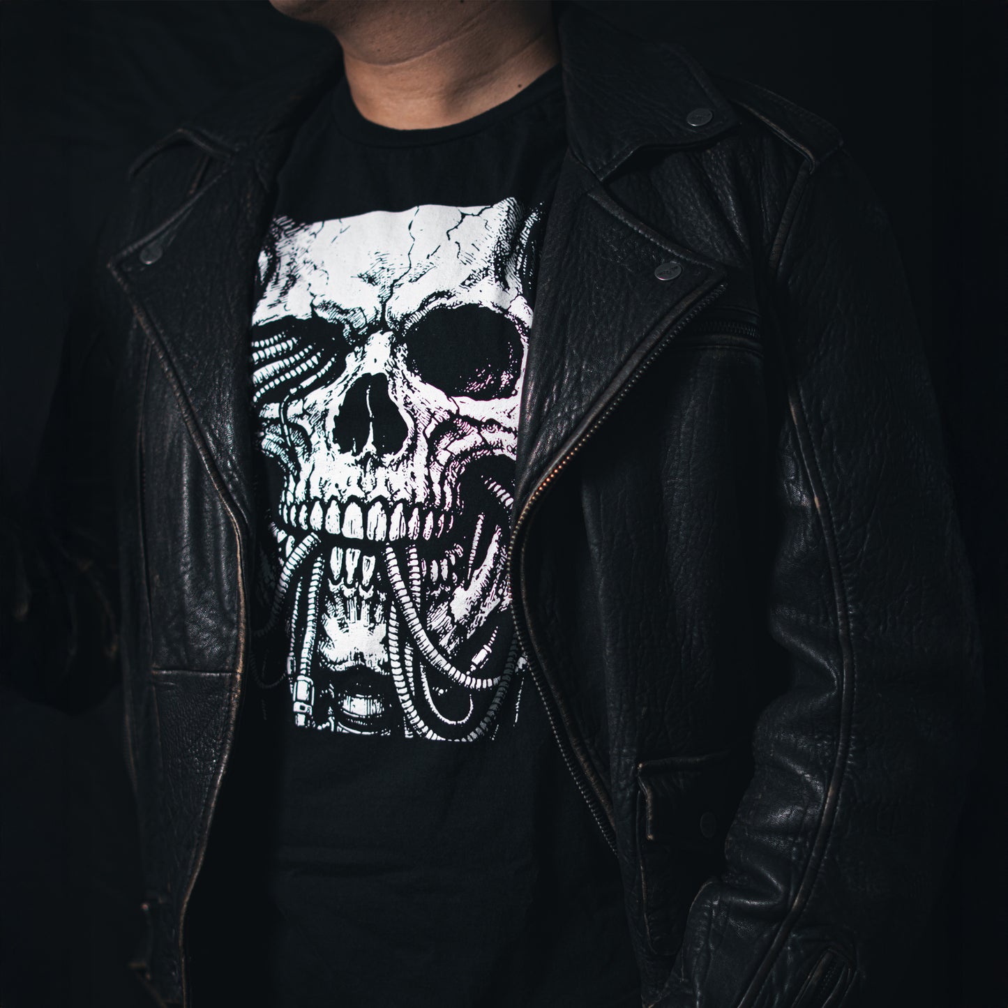 Necrotech Graphic T-Shirt Cyberpunk Skull Shirt Dark Sci-Fi Art Unisex Shirt