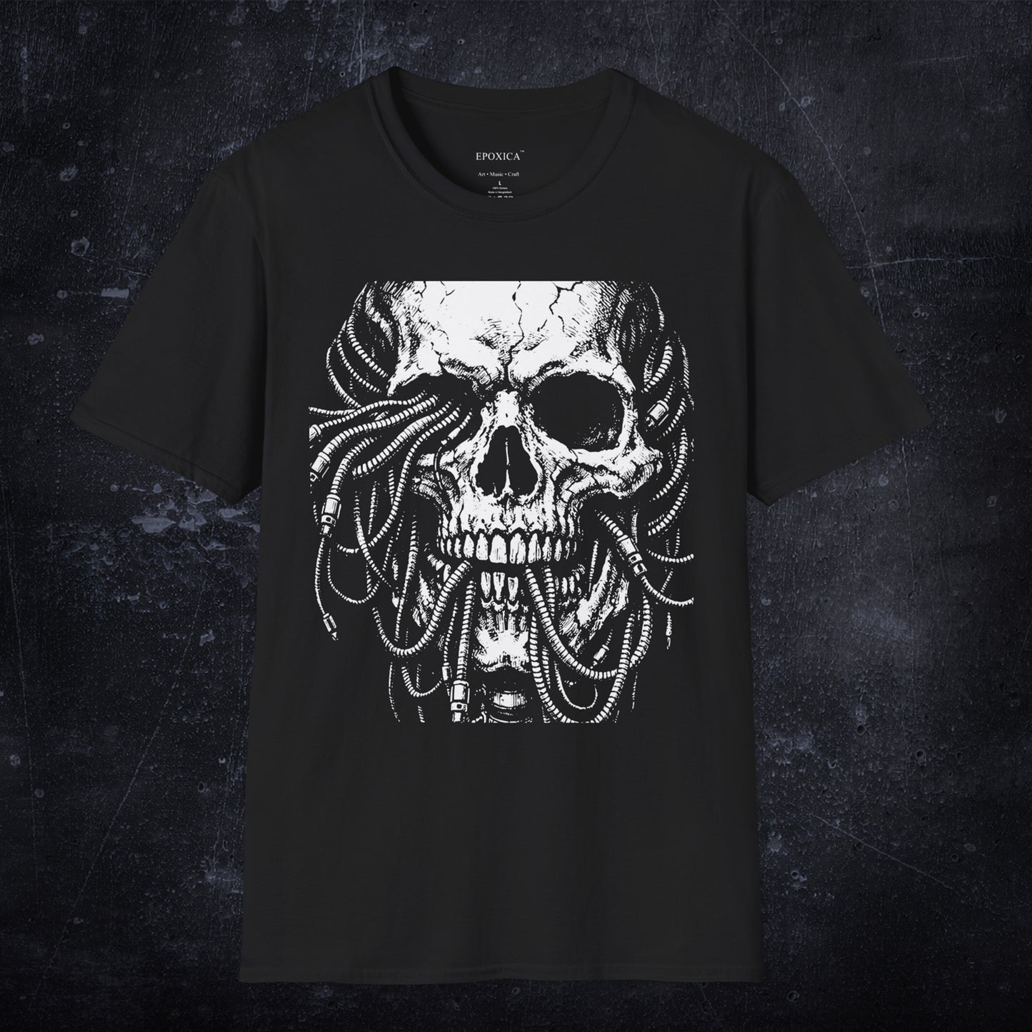 Necrotech Graphic T-Shirt Cyberpunk Skull Shirt Dark Sci-Fi Art Unisex Shirt