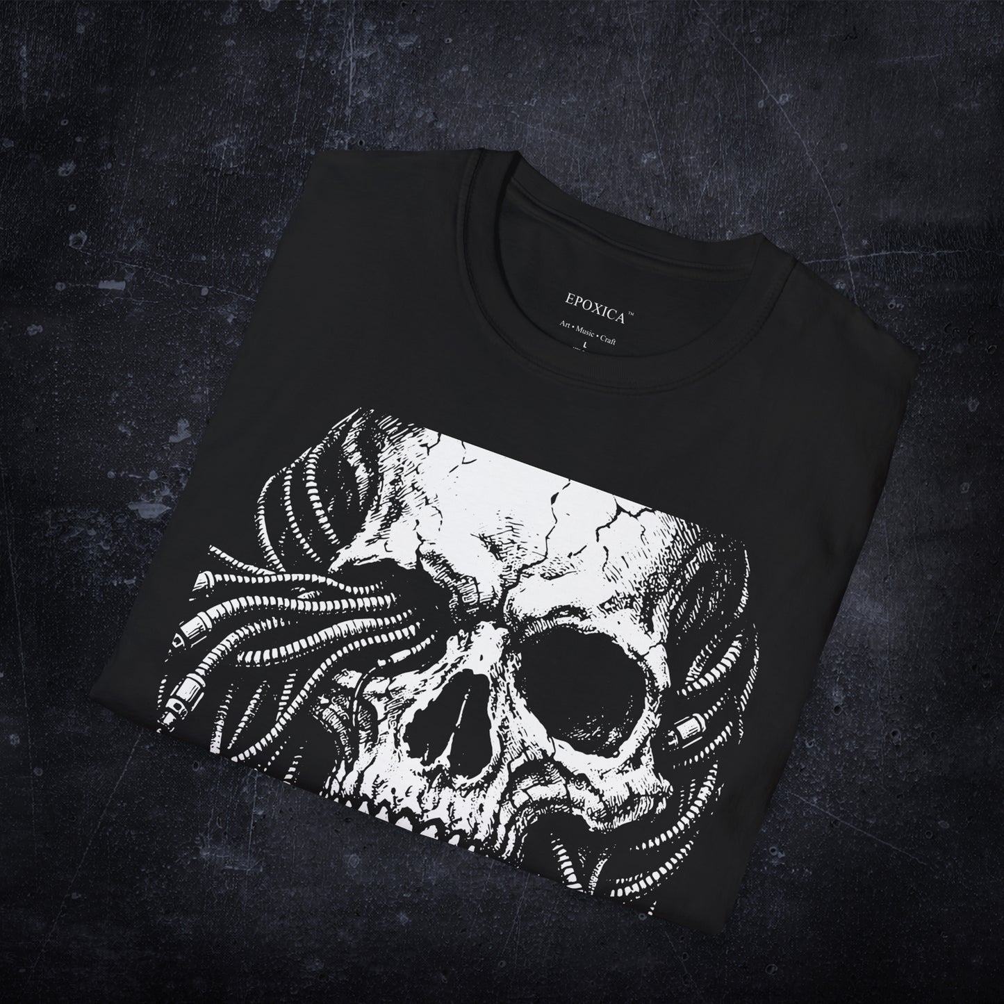 Necrotech Graphic T-Shirt Cyberpunk Skull Shirt Dark Sci-Fi Art Unisex Shirt