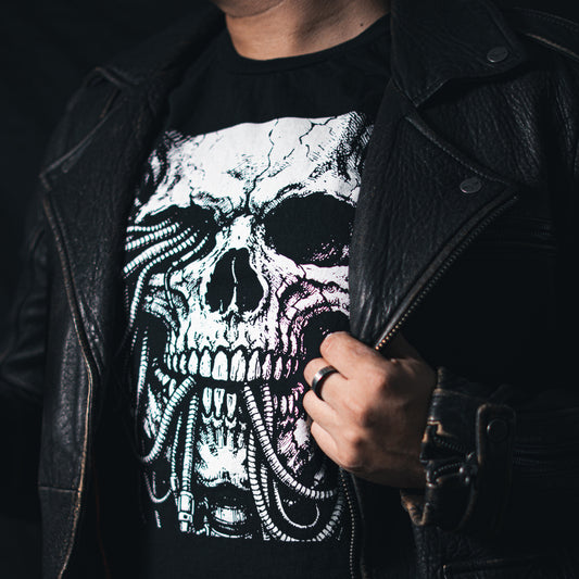 Necrotech Graphic T-Shirt Cyberpunk Skull Shirt Dark Sci-Fi Art Unisex Shirt