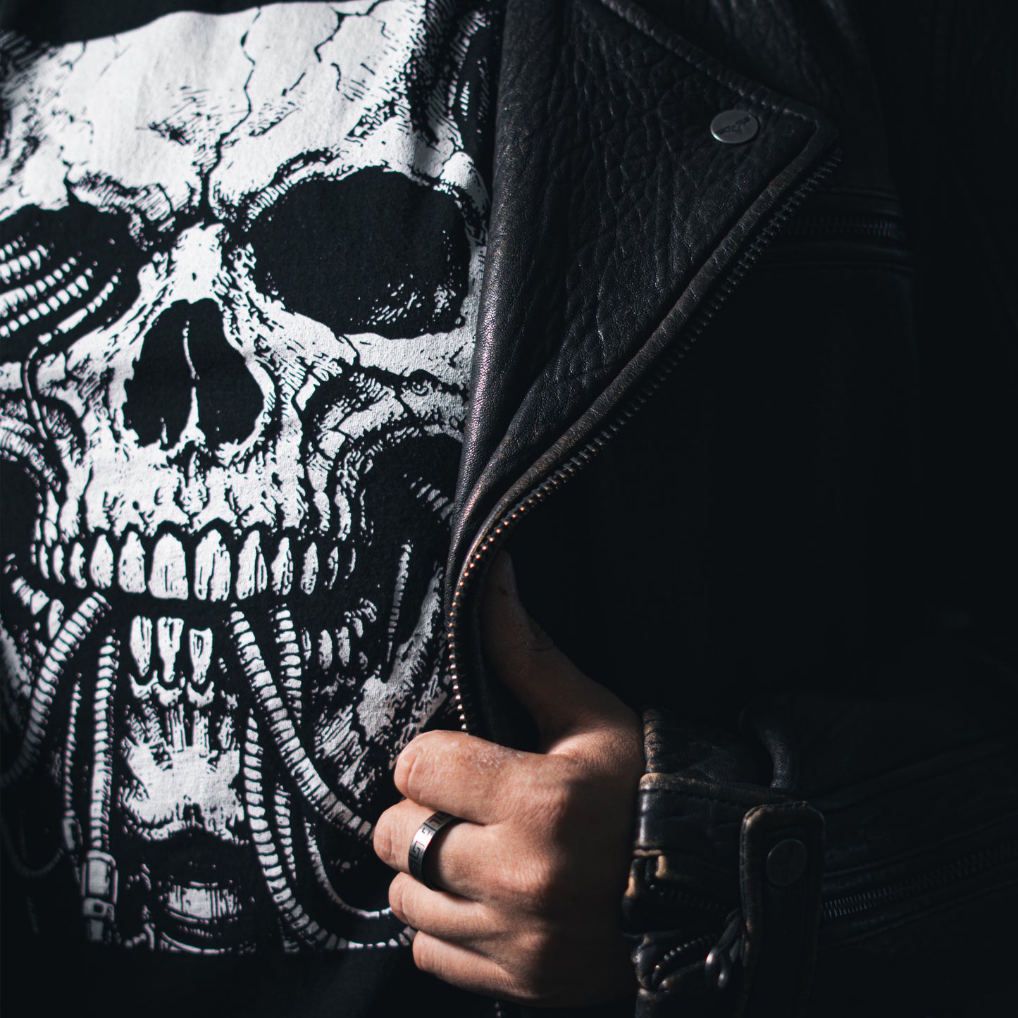 Necrotech Graphic T-Shirt Cyberpunk Skull Shirt Dark Sci-Fi Art Unisex Shirt