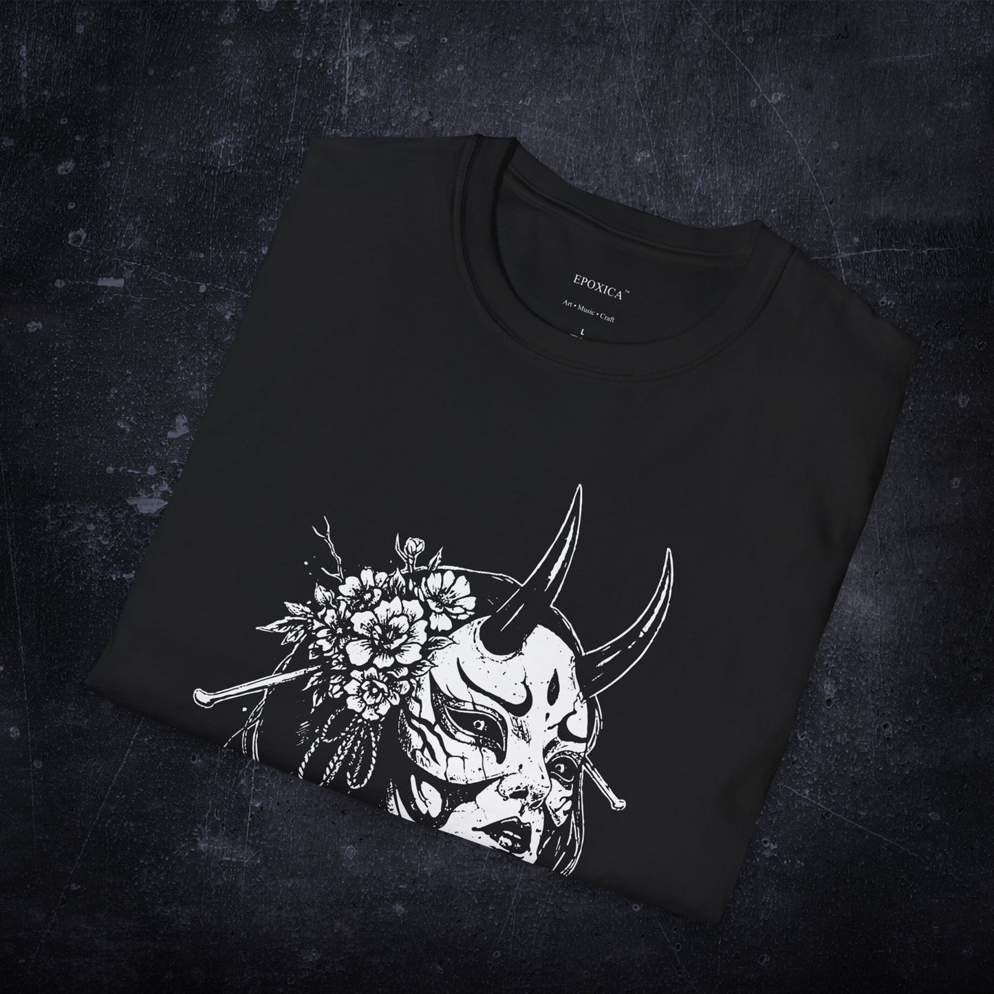 Eternal Bloom Graphic T-Shirt | Japanese Hannya Mask Dark Floral Art Tee
